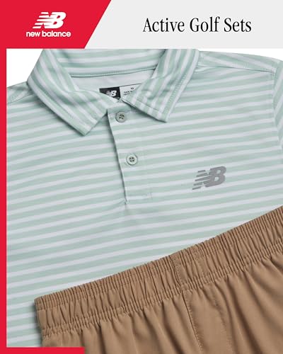 Image of New Balance Boys Short Set - 2 Piece Short Sleeve Collared Golf Boys Polo Shirt & Athletic Shorts for Outdoor Activities