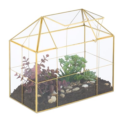 Relaxdays Pflanzenterrarium, Glas & Kupfer, HBT: 27x30x15 cm Deko...