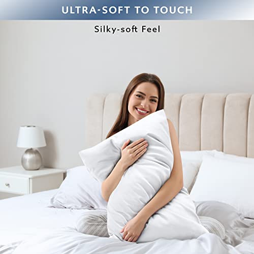 Queen Size 100% Pure Cotton Pillowcases Set Of 2, 400 Thread Count Solid Envelope Closure Percale Cotton Pillow Cases - 20×30 Inches, Soft, Smooth & Breathable, White #TOP4