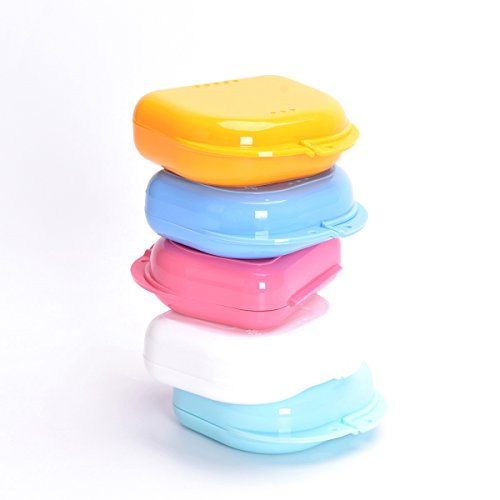 5Pcs Retainer Cases With Holes, Denture Box Dental Mouthguard Container For Household/Travel/Office/Daily (Pack Of 5, Random Color) #TOP8