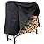 Sunnydaze Outdoor Firewood Log Rack and Cover Combo Set - Black Powder-Coated Steel and PVC - Black Fabric - 4-Foot