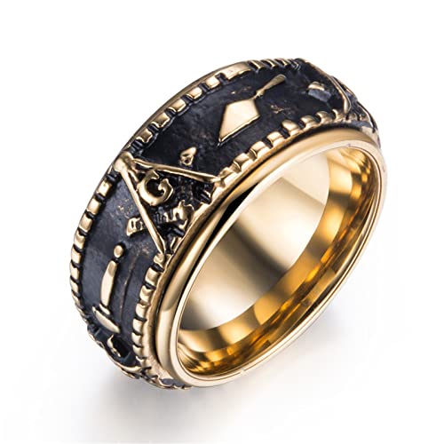 Bague d'anguille en acier inoxydable maçonnique rotative style gothique vintage homme