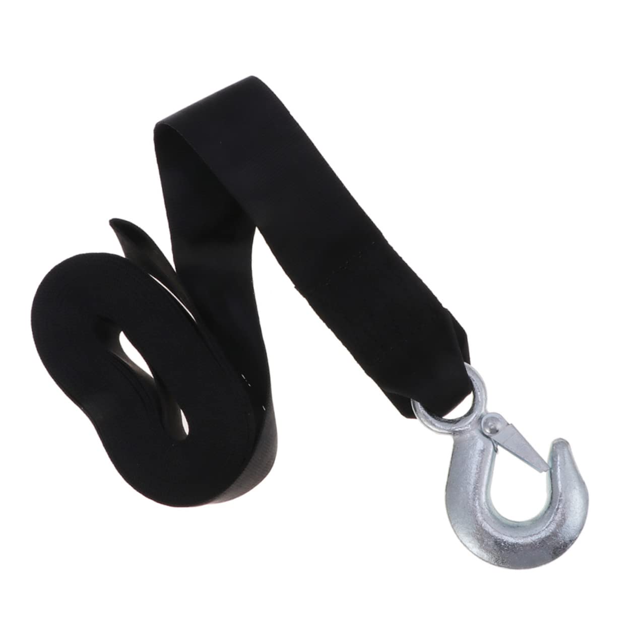 SOLUSTRE Cinghia per Verricello del Rimorchio Barca Nera in Poliestere con Gancio, Resistente 1,5 Ton, Larghezza 4,7 Cm, Portatile e Antivibrazione per Carrello Barca