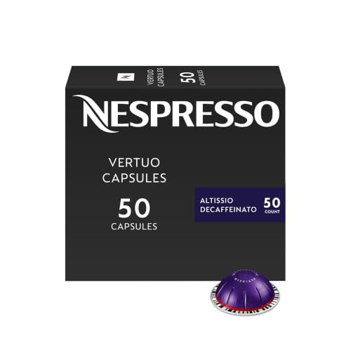 Nespresso Vertuo, Altissio Decaffeinato, Dark Roast, 50-Count Espresso Pods