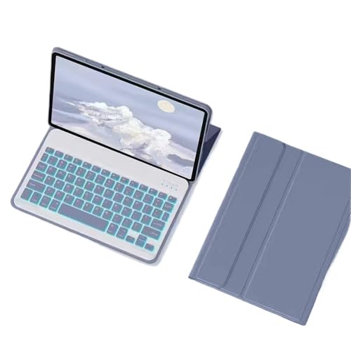 Clavier QWERTY pour Lenovo Xiaoxin Pad Pro 12.7 2025 avec housse de protection violette lumineuse
