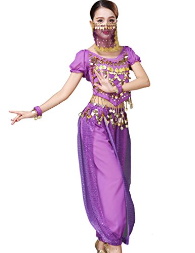 Astage Lady Belly Dancer Costume Halloweem Performance Wear All Sets Purple #TOP3