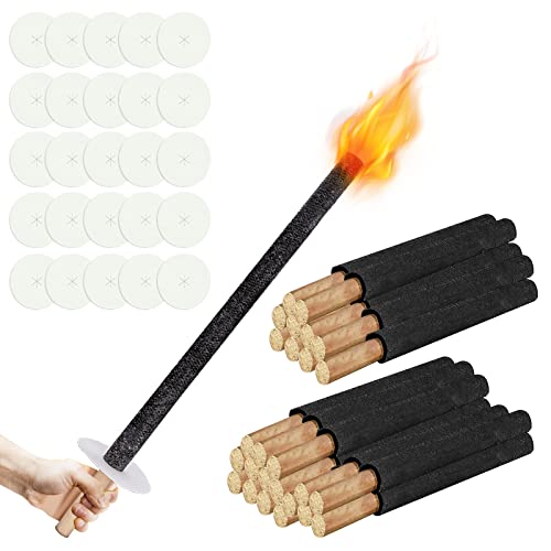 Jopassy Lot de 25 torches en cire - Durée de combustion : 45 min - Avec manche extra long - Qualité supérieure - 30 cm - Pour jardin, randonnée, randonnée, feu de camp