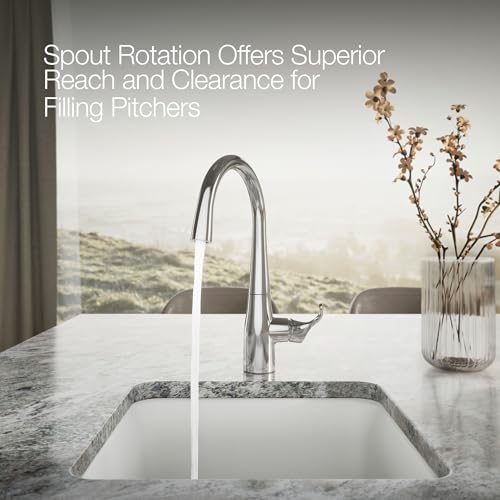 Image of KOHLER 22034-CP Simplice Single Handle Kitchen Bar Faucet, Prep Sink Faucet, Single Hole Installation, Polished Chrome