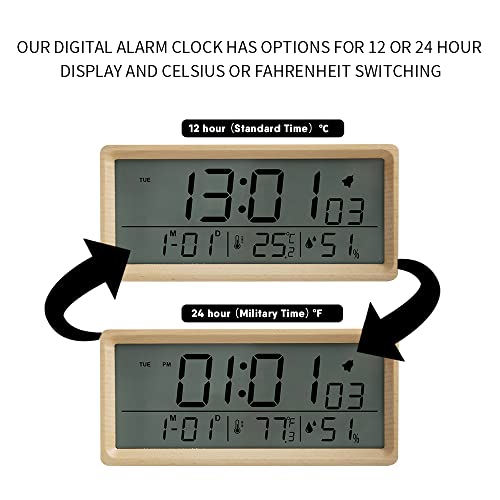Everwood Wooden Digital Alarm Clock For Bedrooms With Calendar #TOP5