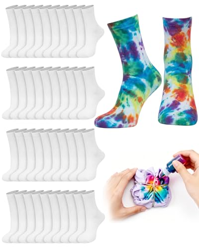 Image of Chicingyou White Cotton Socks for Tie Dye Painting Graffiti White Crew Ankle Socks Tie Dye Kit Party Supplies