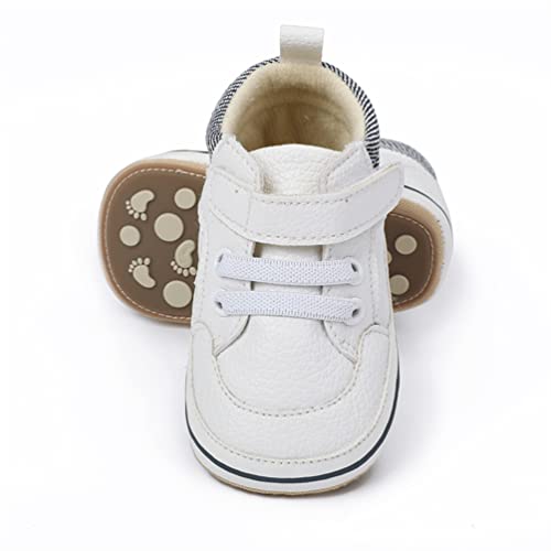 Baby Boys Girls Leather PRE-Walking Sneakers Toddler Anti-Slip Rubber Sole Infant Lightweight First...