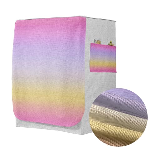 Odot Copri Lavatrice Esterni, Coprilavatrice da Esterno Antipolvere Anti Sunlight, Copertura per Lavatrice e Asciugatrice con Aperture Frontali (Rosa Viola Giallo,S-capacità 4~7,5 kg)