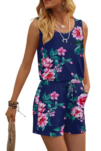 Image of DouBCQ Womens Summer Casual Sleeveless Loose Jumpsuits Romper with Pockets