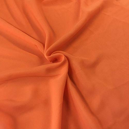 Valentina Textile Inc Solid Chiffon Fabric Polyester Dress Sheer 58/60" Wide by The Yard(5 Yard, Orange)