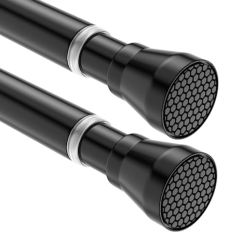 SISELBA Black Shower Curtain Rod 28-48In,Small Adjustable Tension Rod,2PCS