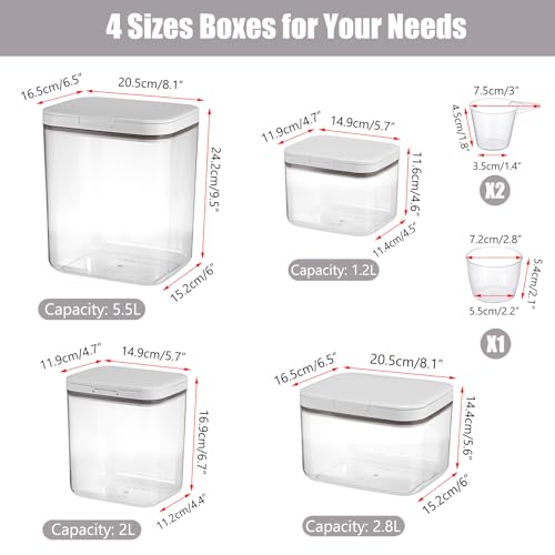 TOLIDA 4PCS Clear Laundry Pods Containers White Push Up Lid - 5.5L+2.8L+2L+1.2L Stackable Laundry Room Storage Boxes Set, Sealing Organization for Bath Bombs Scent Booster Powder Dryer Balls - Image 2