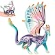 QWEPU Einhorn Drachen Tier Modell, Einhorn Spielfigur Meereseinhorn, mythisches Tier Modell mit,Westliche mythologische Elfen Ornamente,Kindergeburtstagsgeschenke(19 * 17.8 * 5cm