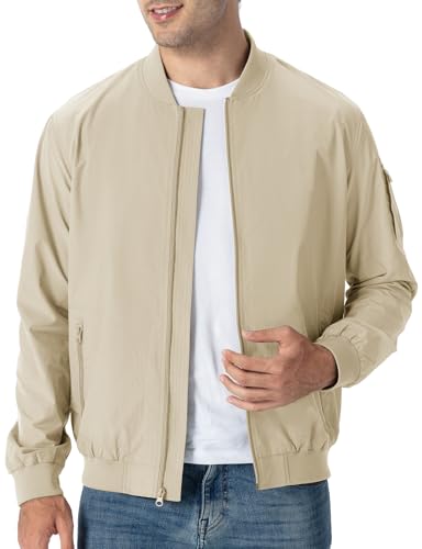 Image of TBMPOY Men's Windproof Bomber Jackets Lightweight Track Jackets Windbreaker Outdoor Golf Fashion Coat