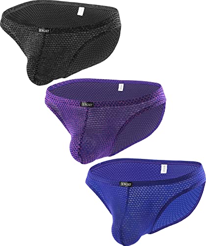 iKingsky Men's Big Pouch Briefs Breathable Bulge Underwear Sexy Low Rise Under Panties for Men