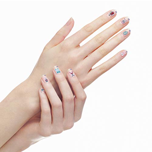 Minkissy osterhasen nagelaufkleber, 20 blätter osterhühnerei nail art aufkleber glitter kaninchen tipps falsche… – Bild 7