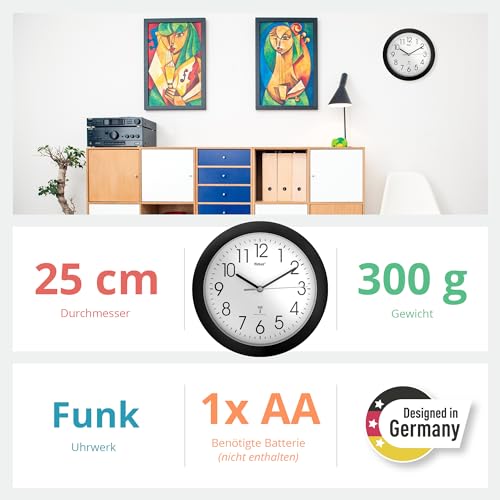 Mebus Orologio Da Parete Radiocomandato Nero - 4