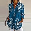 Generisch T shirt Women New Long Printed Casual Lapel Shirt for Women, sky blue, XXL #2