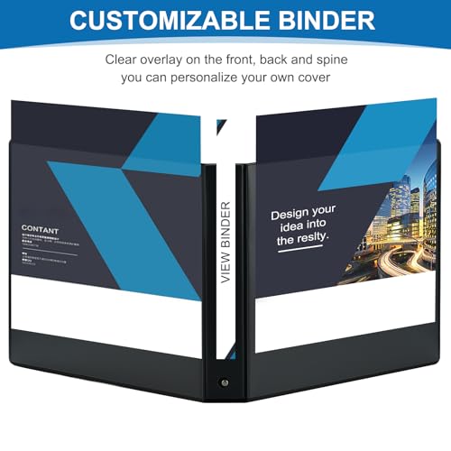 1.5\'\' 3 Ring Binder with 2 Interior Pockets, Heavy Duty 1.5-inch Binders Holds US Letter Size 8.5\'\' x 11\'\' Paper - Round Ring Binders Suitable for Office, Home, and School Use, 6 Pack (Black)