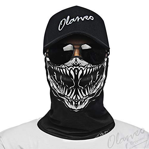 Olarveo Skull Face Mask Motorcycle Half Face Masks Microfiber Sun Dust Wind Protection for Hiking Camping Climbing Fishing Hunting Motorcycling Headband Scarf Headwrap Neckwarmer