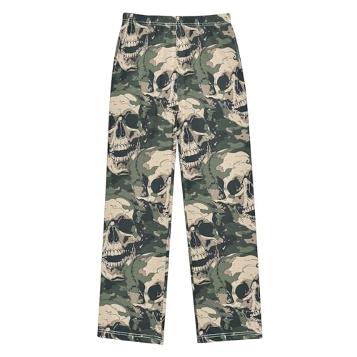 Pajama Pants Skulls Camouflage Background PJ Bottoms Sleepwear Lounge Sleep Pant with Pockets