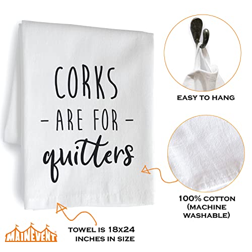 MAINEVENT-Corks-Are-For-Quitters-18×24-Inch-White-Cotton-Hand-Towel MAINEVENT Corks Are For Quitters 18×24 Inch White Cotton Hand Towel