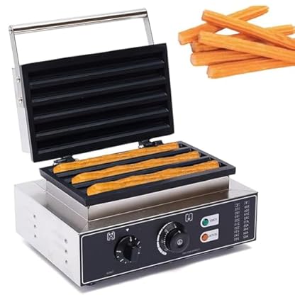 ZOLPINL Kommerzielle Churros-Maschine, 11,8 Zoll, 5-teiliger spanischer Churro-Maker mit Temperaturregelung, 1550 W elektrisches antihaftbeschichtetes Waffeleisen für Desserts und Snacks i