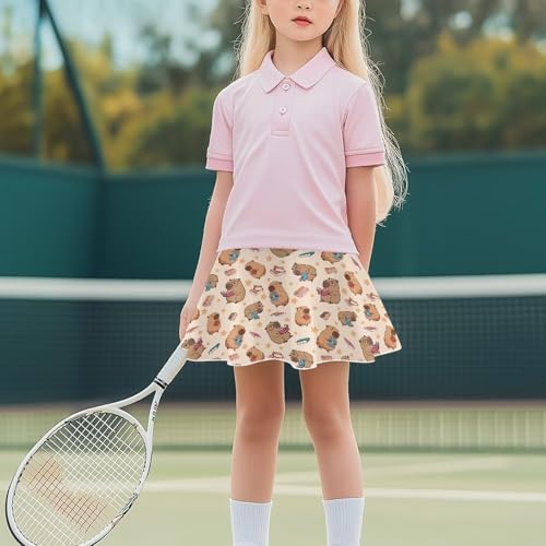 Skorts for Girls Tennis Athletic Skirts Kids Flowy Skort with Pocket 2 in 1 Skirt with Built-in Shorts 5-14 Y4