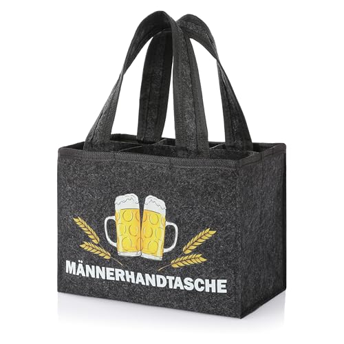 FunX Männerhandtasche aus Filz mit 6 Fächern incl. Flaschenöffner Vatertag, Geburtstag oder als Mitbringsel - 21 x 15 cm