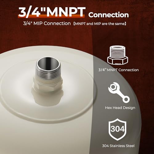 Potable Thermal Expansion Tank 2.1 Gallon, 3/4\" MNPT Connection, Compact Design for Water Heater, RV, Marine, Boat, Off-Grid Systems, Residential Plumbing & Solar Thermal