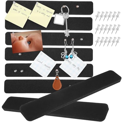 8 Pcs Felt Pin Board Bar Strips Bulletin Board for Bedrooms Offices Wall Decoration, Self Adhesive Notice Board Cork Board with 50Push Pins for Paste Notes, Photos, Schedules