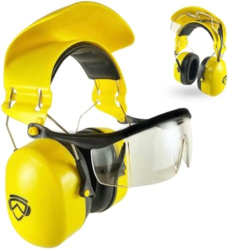 Combination Safety Glasses and Safety Earmuff. Unique, New, PPE, Protective Shield Prevents Damage and Scratching. Provides Convienence, Comfort, NRR 26 Db Passive Hearing Protection.