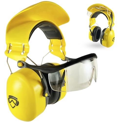 Groggle Combination Safety Glasses and Safety Earmuff. Unique, New, PPE, Protective Shield Prevents Damage and Scratching. Provides Convienence, Comfort, NRR 26 Db Passive Hearing Protection.