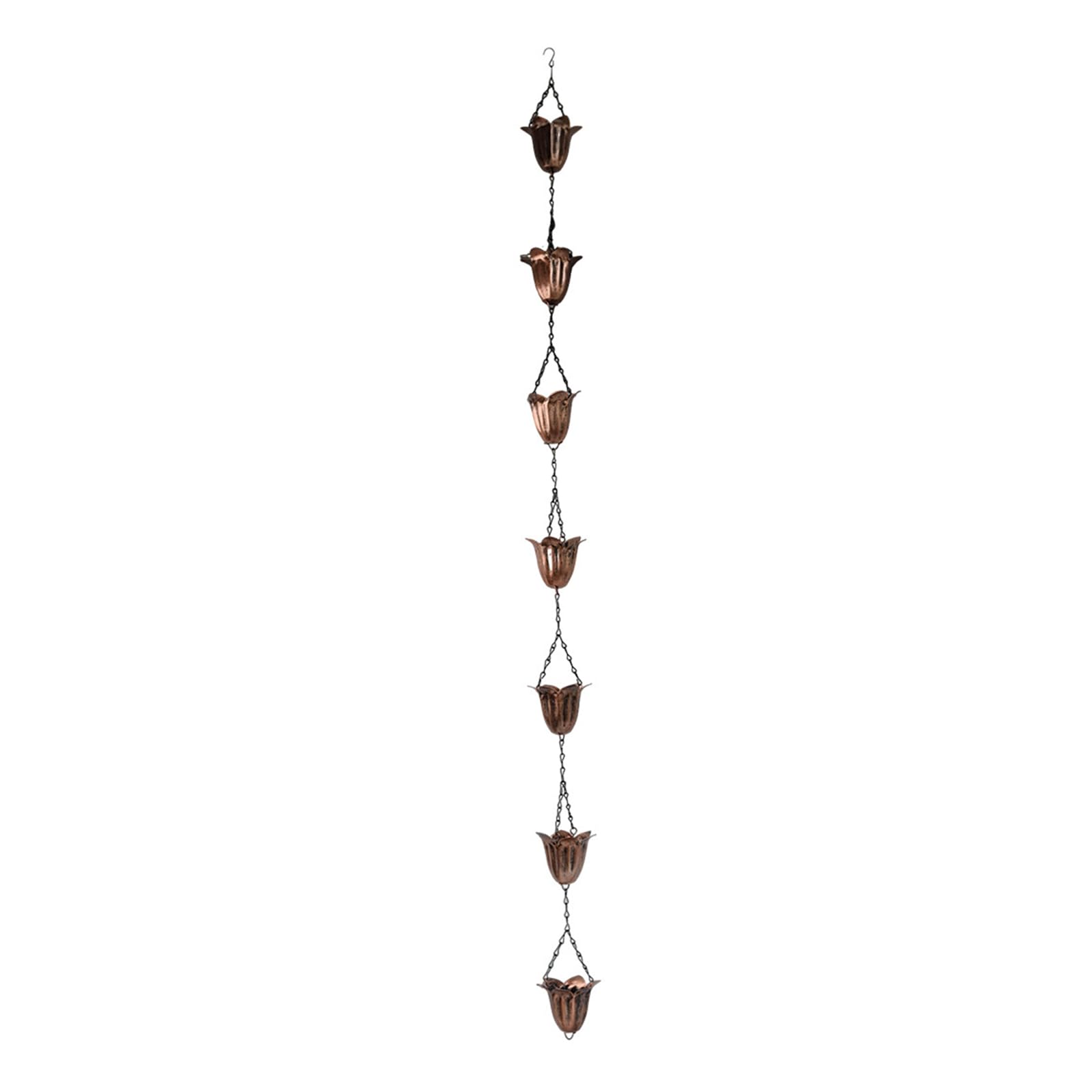 Kokdid Bronzetuliprainch Iron Flower Rain Chain Rust Proof For Garden Decor & Sustainable Water Drainage Systems Enhances Outdoor Space Iron Pad Rain Chain