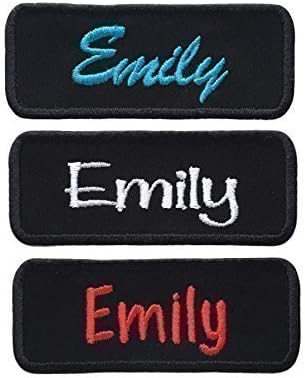 Custom Name Patch Embroidered Personalized Tag *Black* Choose Font and Thread Color - Iron Or Sew On (1 Patch)