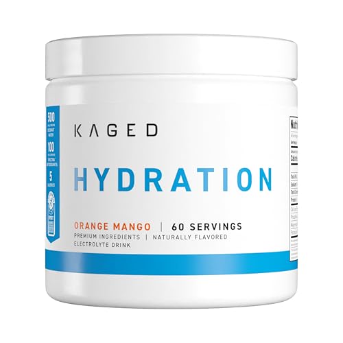 Electrolytes, Kaged Muscle Hydra-Charge Premium Electrolyte Powder, Pre Workout, Post Workout, Intra Workout, Orange Mango, 60 Servings