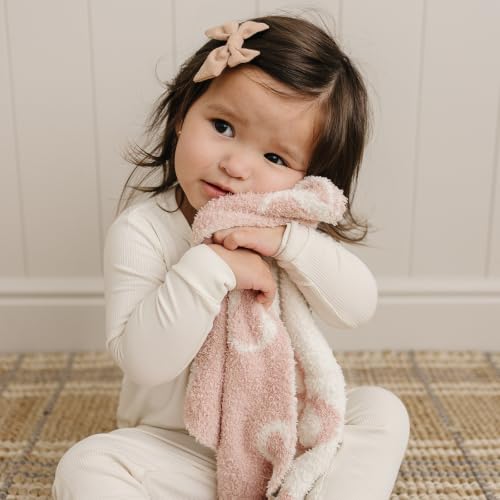 Image of Mebie Baby Pink Bow Plush Lovey Blanket 15x20 - Soft, Lightweight, Breathable | Available in Two Sizes