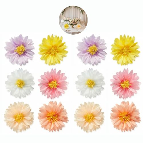 12 unidades de pompones de papel decorativos, flores de papel de 30 cm de diámetro con Colores Pastel Relajantes, decoración festiva para fiesta en el jardín, cumpleaños de niños, carnaval, boda