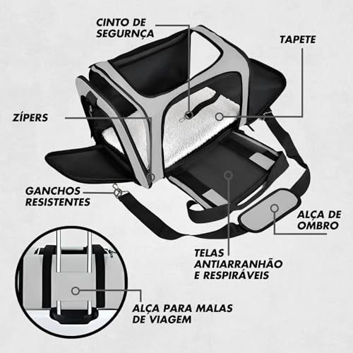 Bolsa de Viagem Para Transporte Pet Mochila Para Cães e Gatos Conforto e Segurança Ideal Para Viagen