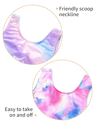 Image of 2 Pack Leotard for Girls Gymnastics Sparkly Tumbling Unitards with Shorts Sleeveless One Piece Biketards