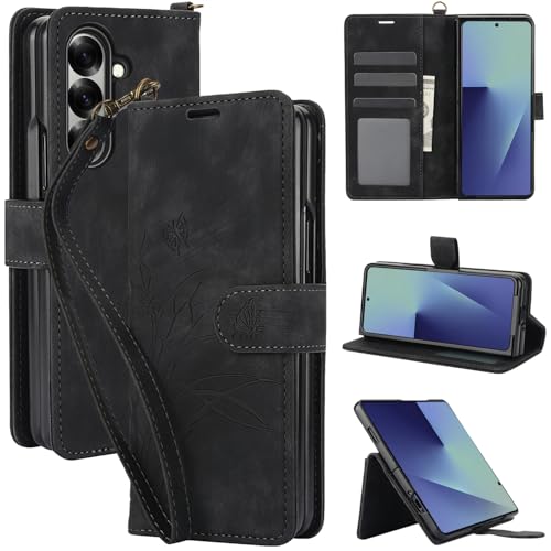 Étui Samsung Galaxy Z Fold 7 Asuwish YM004 Noir élégant en cuir