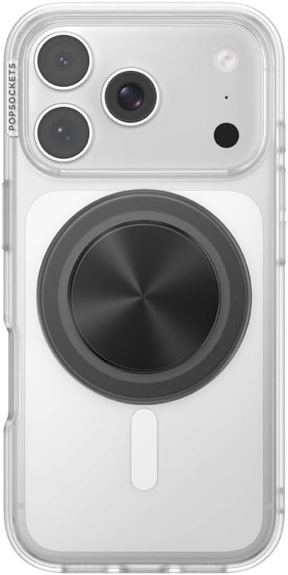 PopSockets Phone Grip for MagSafe, Magnetic Holder, Phone Stand, Spinner - Black Radial Backspin