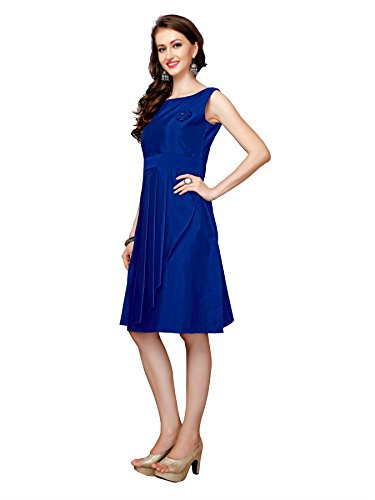 Image of Glory Sarees Women's Knee-Length Skater Dresses(Clothix13 Blue), Large