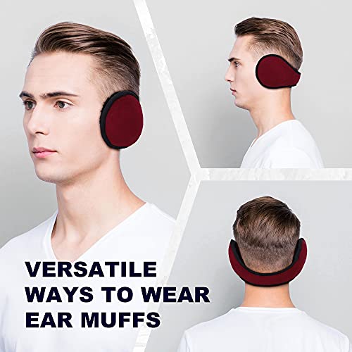 Jasmine Unisex Sherpa Fleece Lined Winter Earmuffs,Burgundy #TOP1