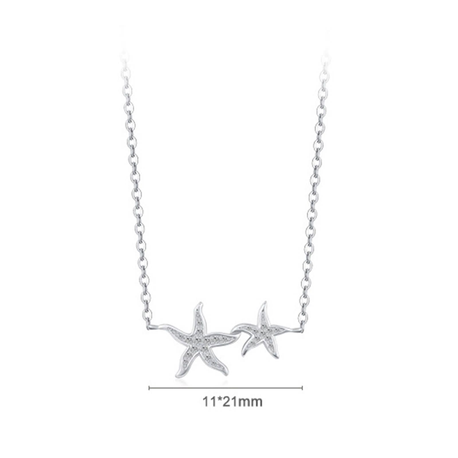 Colgantes de Oro Blanco 9 Kilates / 14 Kilates / 18 Kilates para Mujer, Estrellas de Mar con Moissanita, Collar Cadena de Plata para Mujer