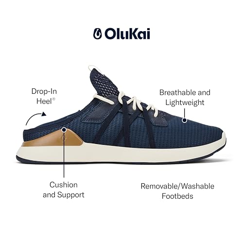 Image of OluKai Mio Li Men's Casual Sneakers, Hands-Free Drop-in Heel | Wear Slip-On or Laced, Breathable Knit Mesh, All-Day Cushioned Comfort, Athletic Walking Shoe, Runs Small So Size Up